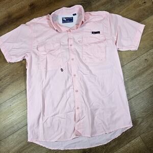 Spicy Tuna Fishing Shirt Mens L Pink Vented Button Up Nylon Angler Outdoors
